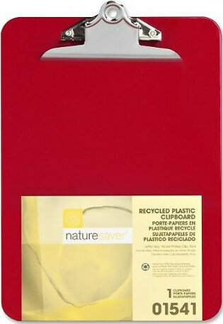 Nature Saver Recycled Clipboard - 1" Capacity - 8.50" X 12" - Heavy Duty - Plastic - Red (NAT01541)