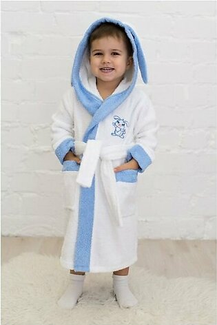 Baby robe "Bunny", height 92 cm, white+blue, Makra