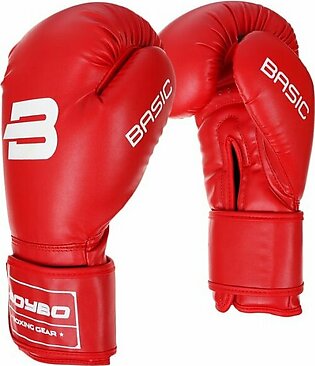 BoyBo Basic Boxing gloves K/W, 14 OZ, color red