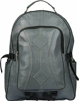 Grey Genuine Leather Backpack
