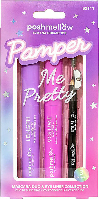Posh Mellow Pamper Me Pretty Mascara Duo & Eye Pencil Set 3pcs