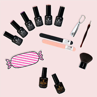 6 Colors Gel Nail Polish Kit with Essential Nail Tools_Purple Sky
