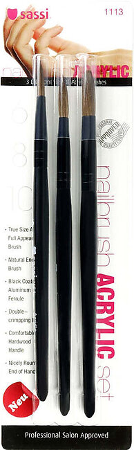 Sassi Nail Acrylic Brush Set 3pcs