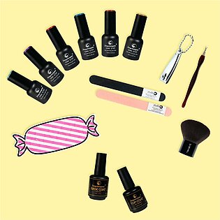 6 Colors Gel Nail Polish Kit with Essential Nail Tools_Rainbow Cake