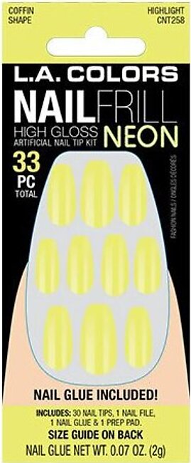 La Colors Glitzy Girl Nail Frill Neon High Gloss Nail Tip Kit 33 Nails