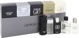 ARMANI by Giorgio Armani -- Gift Set -- Travel Set Includes.14 oz Mini Armani Code, Mini Emporio Armani Diamonds,. Mini Acqua Di Gio, Mini Armani and Mini Acqua Di Gio Profumo for Men