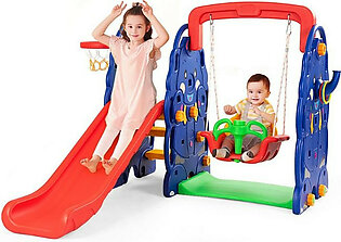 Toddler 3-in-1 Swing Set with Slide and Hoop