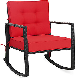 Outdoor Cushioned Rattan Rocking Chair