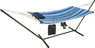 Cotton Hammock with Stand, Pillow, and Cup Holder