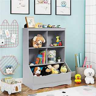 Kids' 3-Tier Multi-Functional Bookcase with 5 Open Storage Compartments