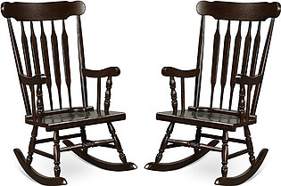 Wood Rocking Chair with Glossy Finish (Set of 2)