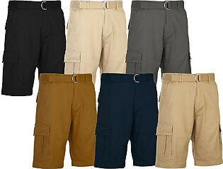 Men's Cotton Flex Stretch Cargo Shorts with Belt (3-Pack)