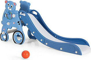 Kids' 4-in-1 Plastic Folding Slide Playset with Ring Toss & Ball