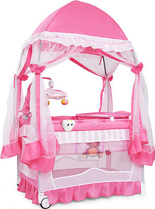 Babyjoy Portable Playpen with Cradle, Changing Pad, and Net