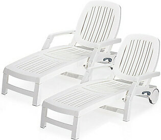 White Patio Lounge Chair (Set of 2)