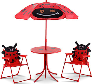 Kids' Ladybug Table and Chairs Set with Umbrella