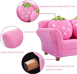 Kids' Pink Strawberry Cushion Sofa
