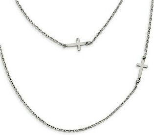 Layered Cross Stainless Steel Cable-Chain Necklace