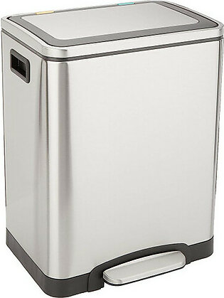 30L Dual Bin Stainless Steel Trash Can by Amazon Basics®, C-10049FM-30L