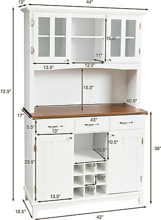 White Buffet and Hutch Kitchen Storage Cabinet