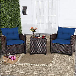 3-Piece Rattan Patio Furniture Set with Table