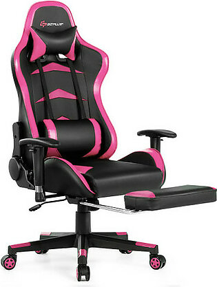 Reclining Massage Gaming Chair with Footrest