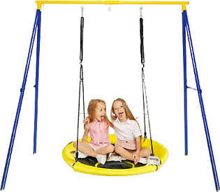 Extra Large Heavy Duty A-Frame Steel Swing Stand Set with 40” Nest Tree Swing