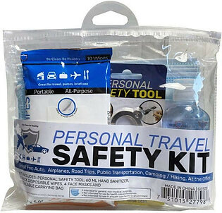 Personal Travel Safety Kit with No-Touch Tool, Sanitizer, Masks & Wipes