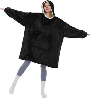 Unisex Sherpa-Lined Wearable Hooded Blanket