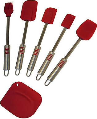 Le Chef™ Deluxe Stainless Steel Red Silicone 6-Piece Spatula Set