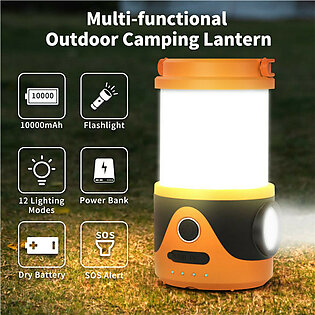 LED Rechargeable Emergency Flashlight Lantern Waterproof Tent Light with 12 Light Modes Detachable Portable Camping