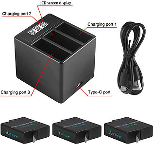 Artman GoPro Hero 5/6/7 Batteries (3-Pack) and 3-Channel Charger