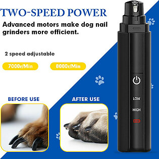 Dog Nail Grinderfor Large Medium Small Dogs with 2-Speed Electric Pet Nail Trimmer Rechargeable Grooming & Smoothing Tool