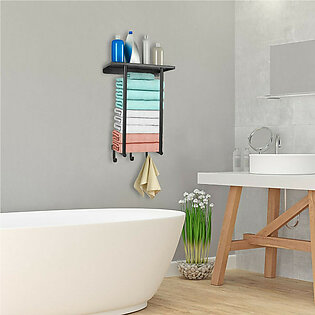 NewHome™ Wall-Mounted Vertical Towel Rack with Shelf