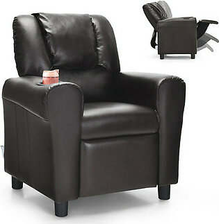 Kids' PU Leather Recliner Chair with Cup Holders