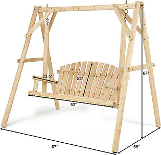 A-Frame Wooden Log Porch Swing