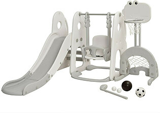 Toddlers' 6-in-1 Slide and Swing Set with Ball Games, White