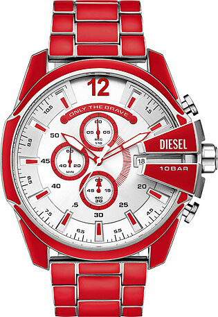 Mega Chief red enamel and stainless steel watch