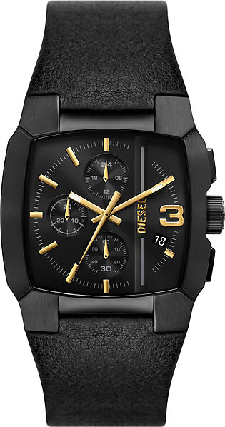 Cliffhanger chronograph black leather watch