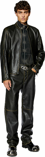 Biker jacket in wrinkled leather