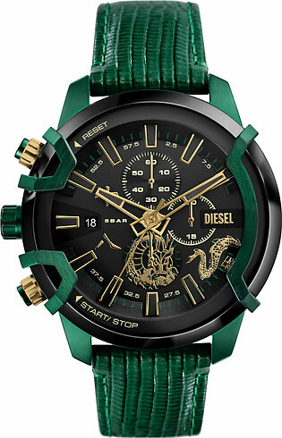 Griffed chronograph green leather watch