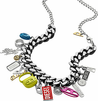 Black stainless steel charm chain necklace