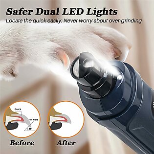 Bousnic Dog Nail Grinder and Clipper Kit – 2-Speed & 2 LED Lights Electric Rechargeable Pet Nail Trimmer Painless Paws Grooming & Smoothing for Small Medium Large Dogs & Cats