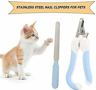 IKAAR Cat Nail Clipper Dog Nail Clippers Stainless Steel Claw Cutters Pet Nail Clipper with Nail File Animal Claws Scissor Cut Set Kit for Small Dogs Cats Birds Blue