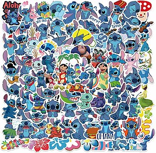 100 Pcs Lilo & Stitch Stickers, Cute Catoon Waterproof Vinyl Anime Stickers for Water Bottle Luggage Skateboard Scrapbook Car, Gift for Kids and Teens