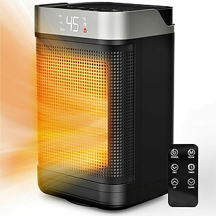 1500W Electric Ceramic Heater Portable Space Fan Heater 90°Oscillation Mini Heater with Remote Control, Low Energy, Thermostat, 1-12h Timer for Home Office Bedroom