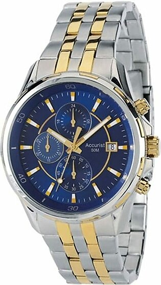 Accurist Men’s Quartz Watch with Blue Dial Chronograph Display and Two Tone Stainless Steel Bracelet MB934N.01