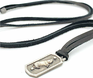 Bull Shield Pendant Leather Necklace