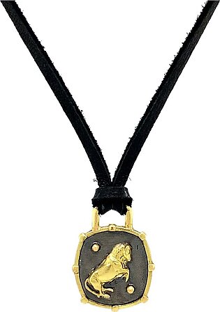 Bull Shield Leather Necklace