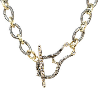 16,5" TEXTURED HORSESHOE CHAIN LINK NECKLACE